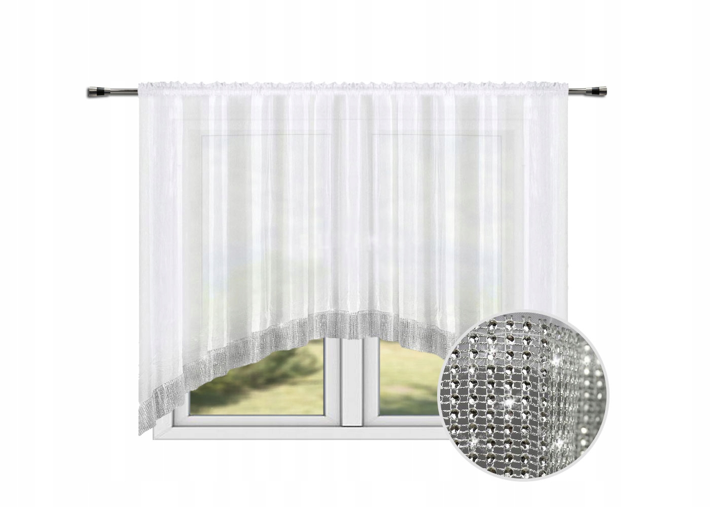 

Firana Gotowa Woal Łuk 300x150 Biała Cyrkonie