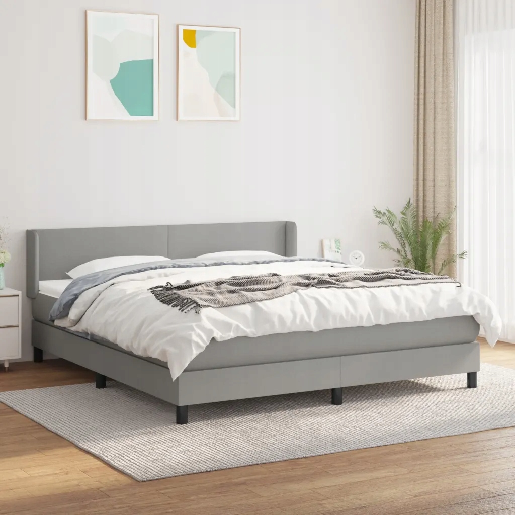 Box spring postel s matrací světle šedá 160 x 200 cm textil Šedá 3129561