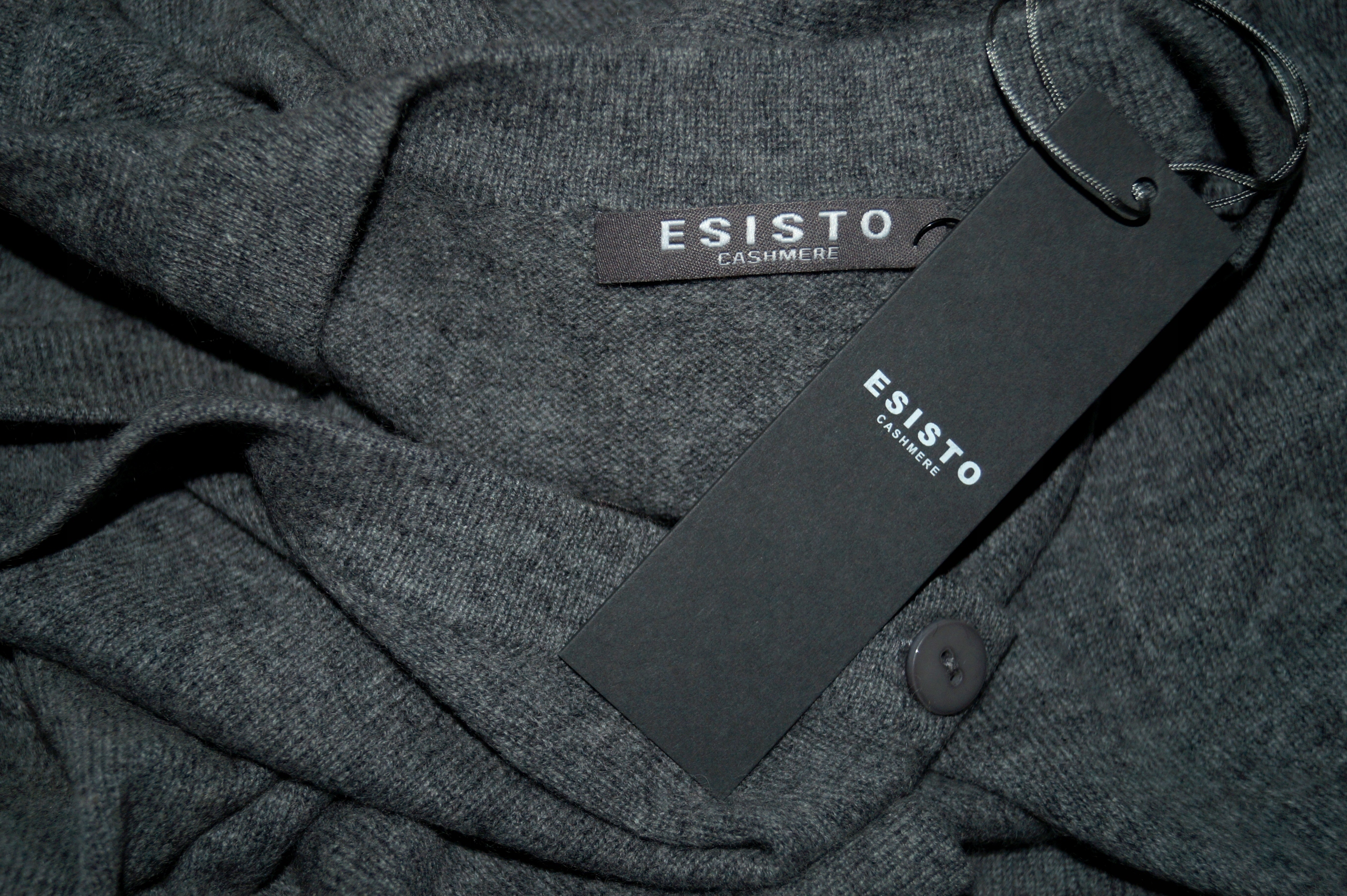 Esisto Cashmere 100% kašmír 2-ply dlouhý šedý kardigan Nový 44