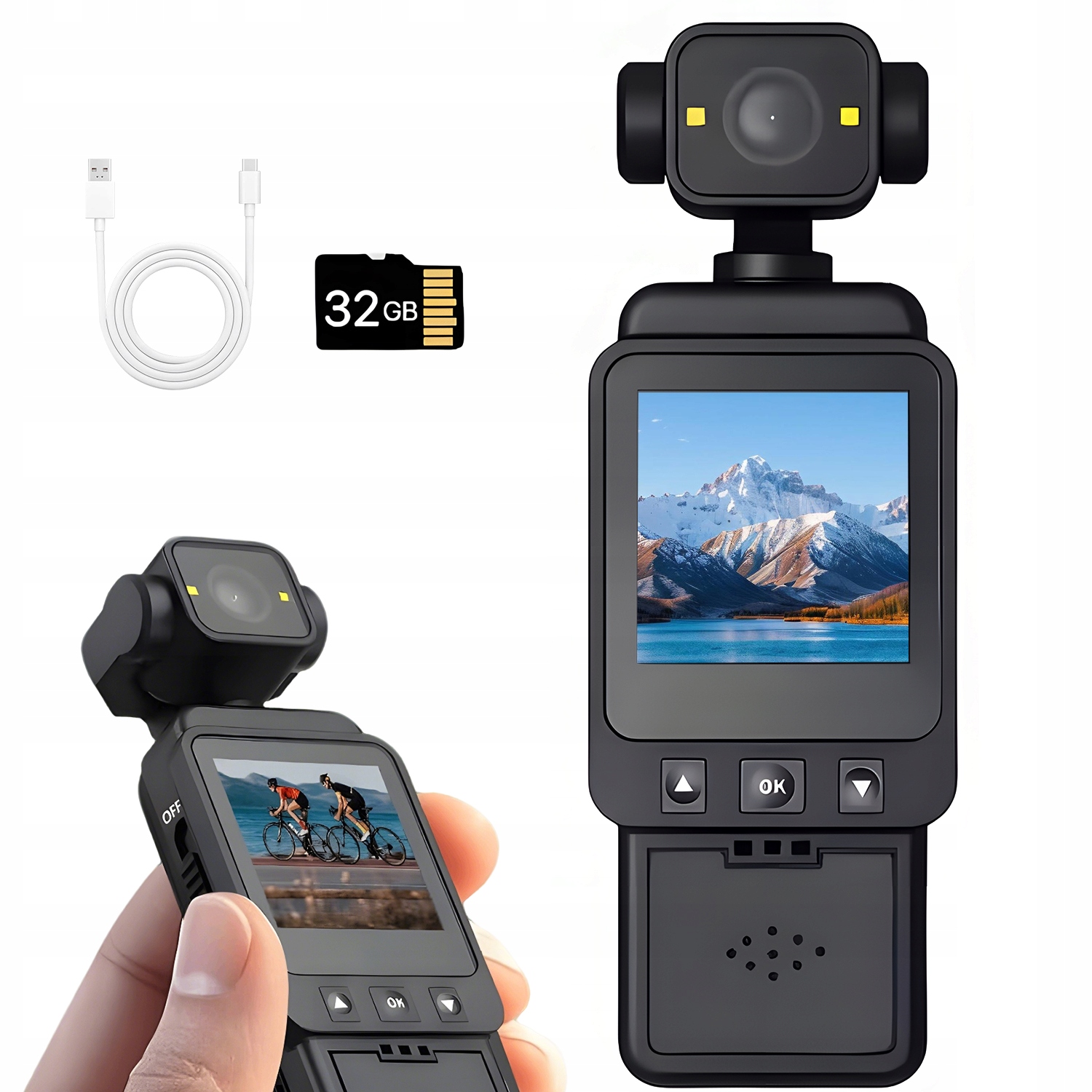 Sportovní Kamera S Otočným Objektivem 360° Detekce Pohybu, Klip Na Zadní Straně