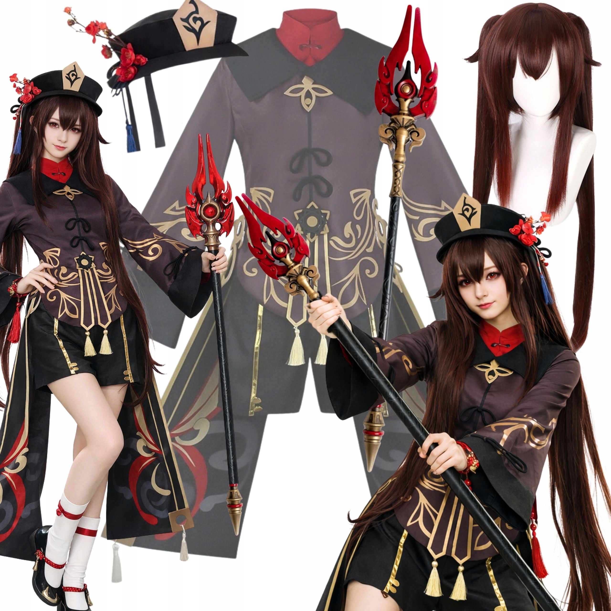 Kostým Hu Tao Kostým Genshin Impact Anime Cosplay Paruka Meč Xs 152 158