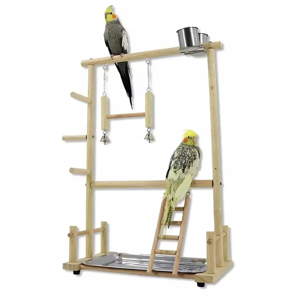 Levně Dětské hřiště Stojan pro ptáky, dřevěná houpačka pro papouška, sada hraček