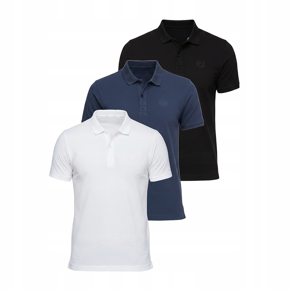 Sada triček polo regular 3-pack černá, tmavě modrá, bílá OM-POBS-0171 S