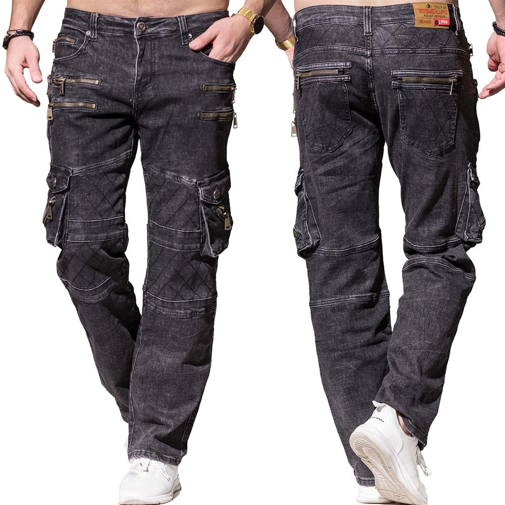Kosmo Lupo kalhoty pánské KM060-1 L:32 jeans džíny kapsáče 30 grafitová