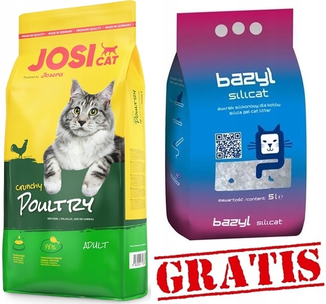

JosiCat Crunchy Poultry 10kg +Żwirek silikonowy 5l