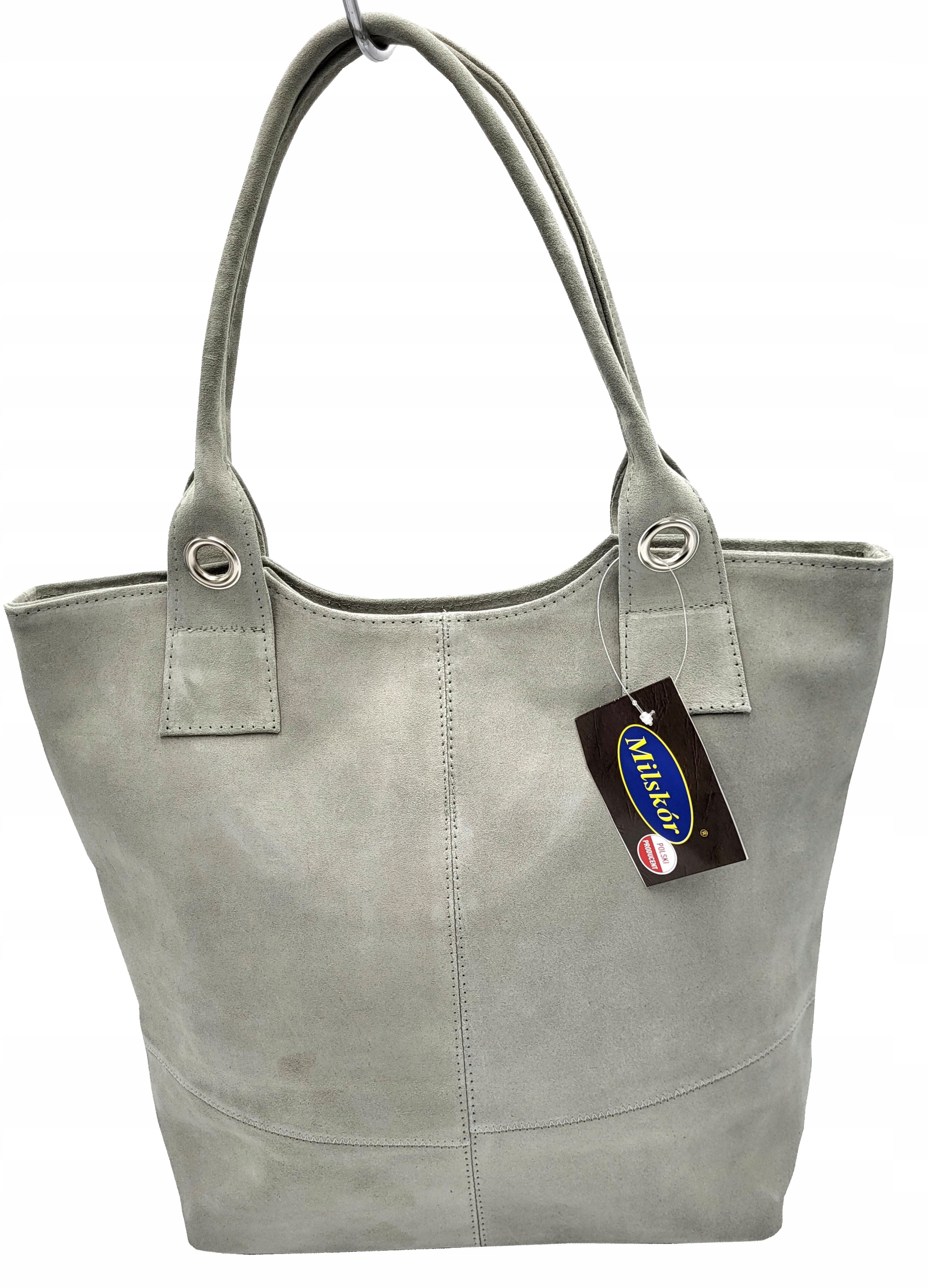 Dámská shopper kabelka Milskin Z Přírodní Kůže šedá Semiš