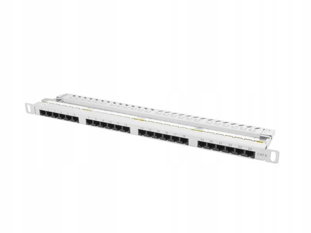 Patch Panel 24 Port 0.5U Kat.6 szary