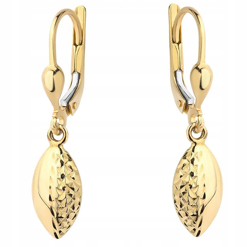 Zlaté Náušnice Anglické pr. 585 Oválné Lístky 14k