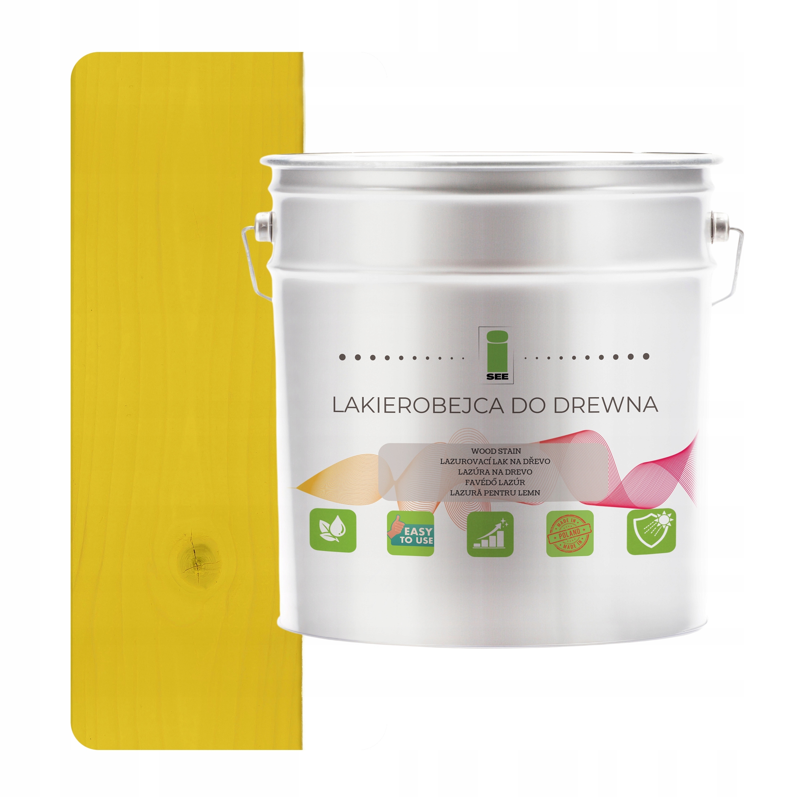 Lakovací hmota na dřevo žlutá hydrofobní saténová bez zápachu 3v1 2,5L D130