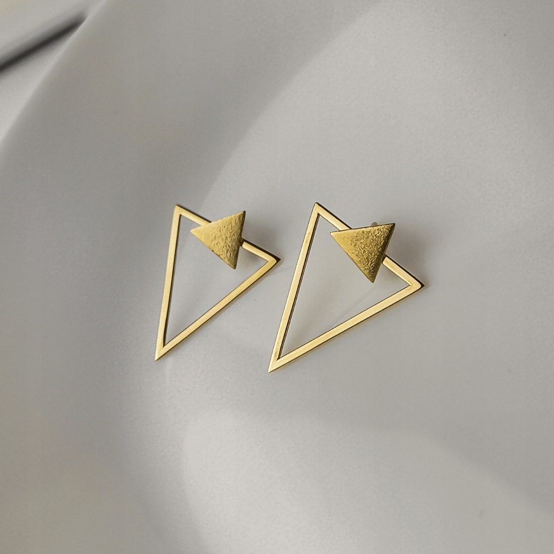 Zlaté náušnice, zamrzlé trojúhelníky pr.585