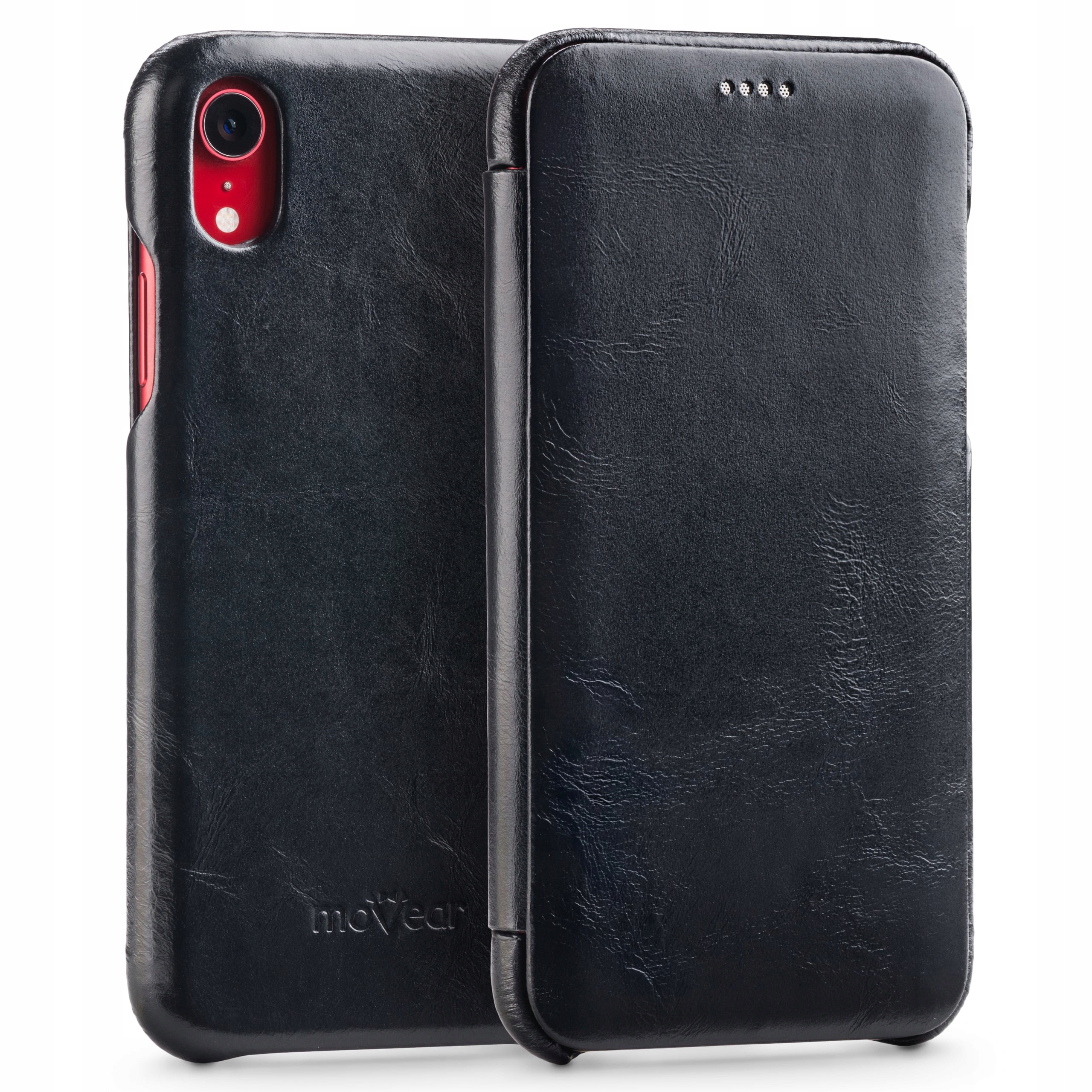 Etui na iPhone Xr Skórzane premium slim book case czarne Movear