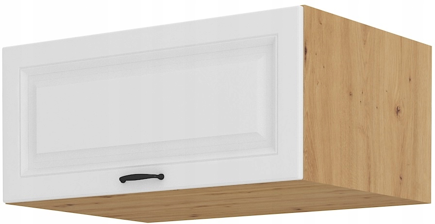 Závěsná kuchyňská skříňka, horní výklopný nástavek 80 cm. Dub Artisan Bílá.