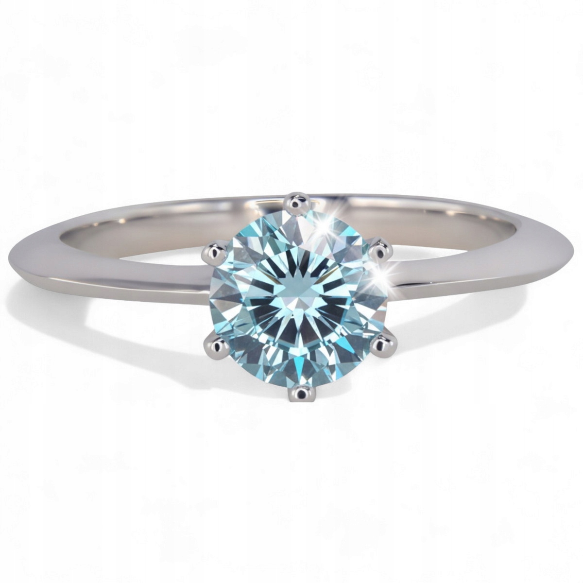 Prstýnek Moissanit 1 ct 6,5 mm stříbro 925 Diamant kultivovaný tyrkysem