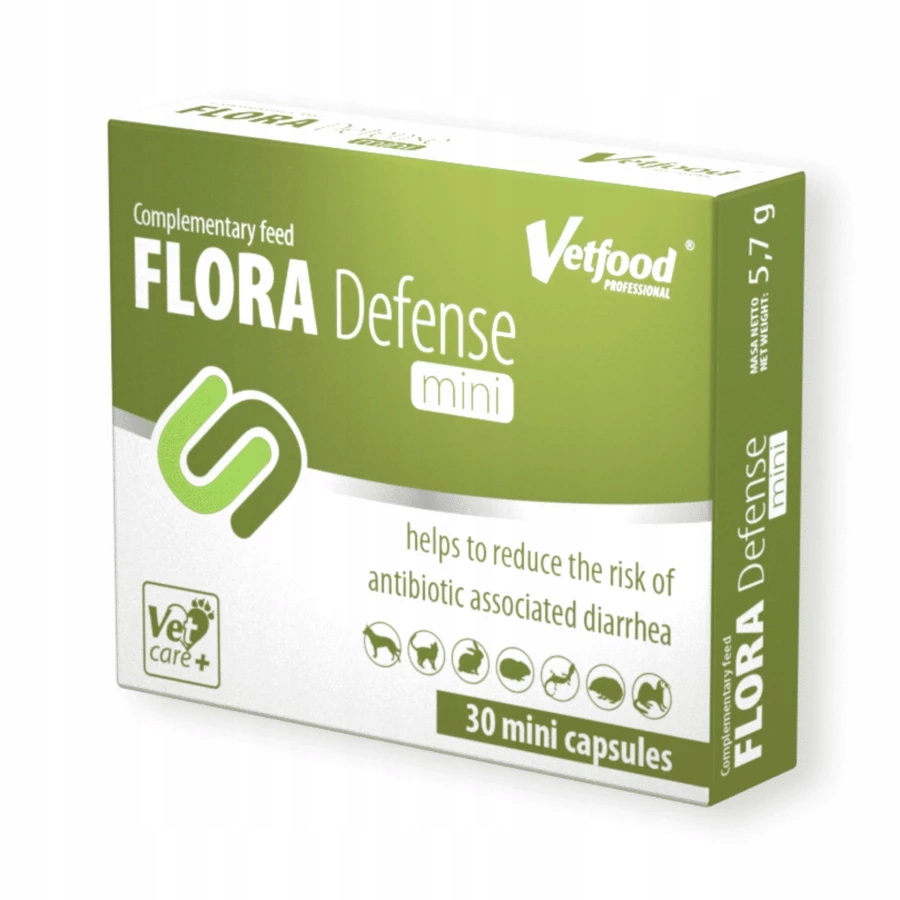 Levně Vetfood Flora Defense Mini synbiotikum na trávení pro psy a kočky 30 kapslí