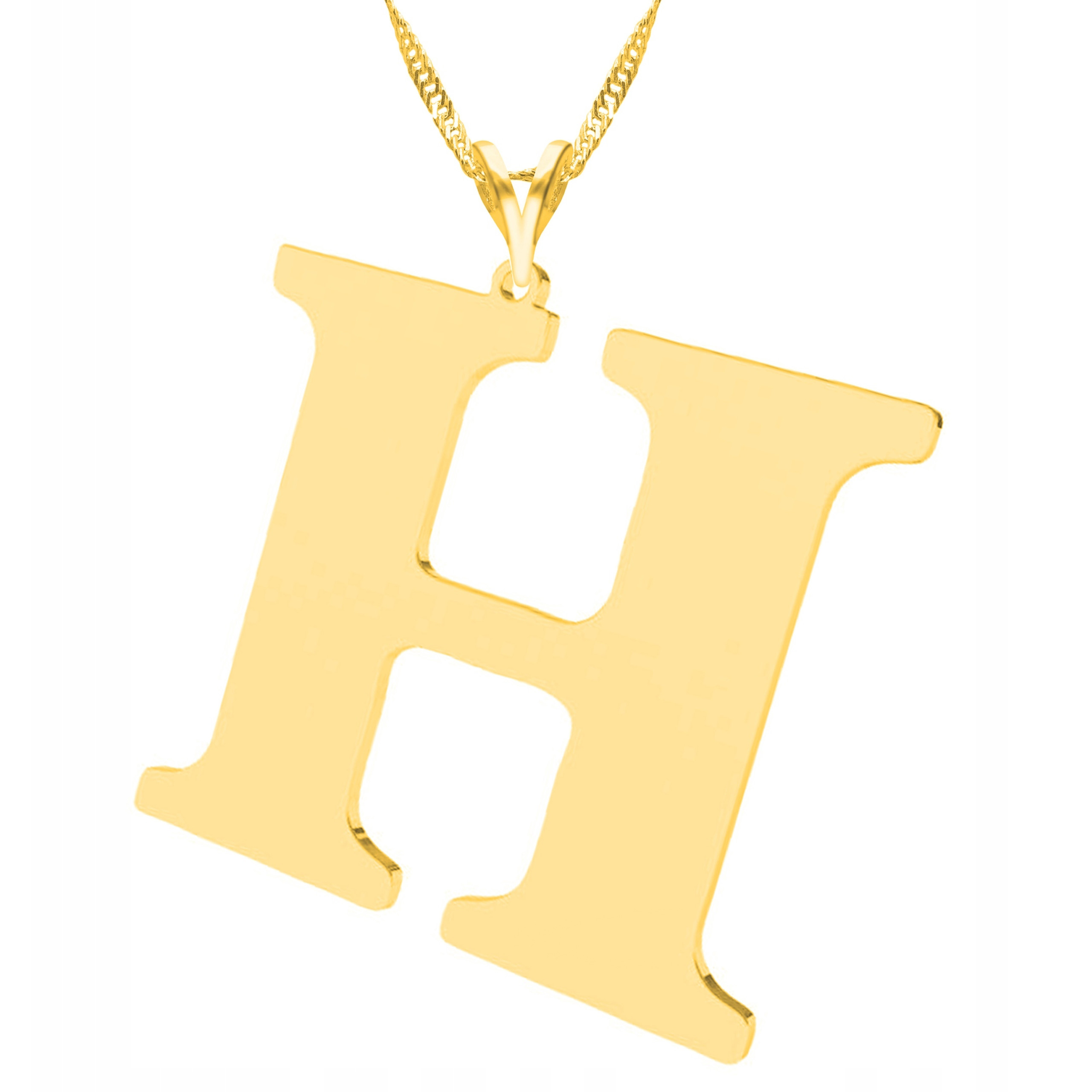 Zlatý náhrdelník s iniciálou Velkou písmenkou Letter H Stříbro 925