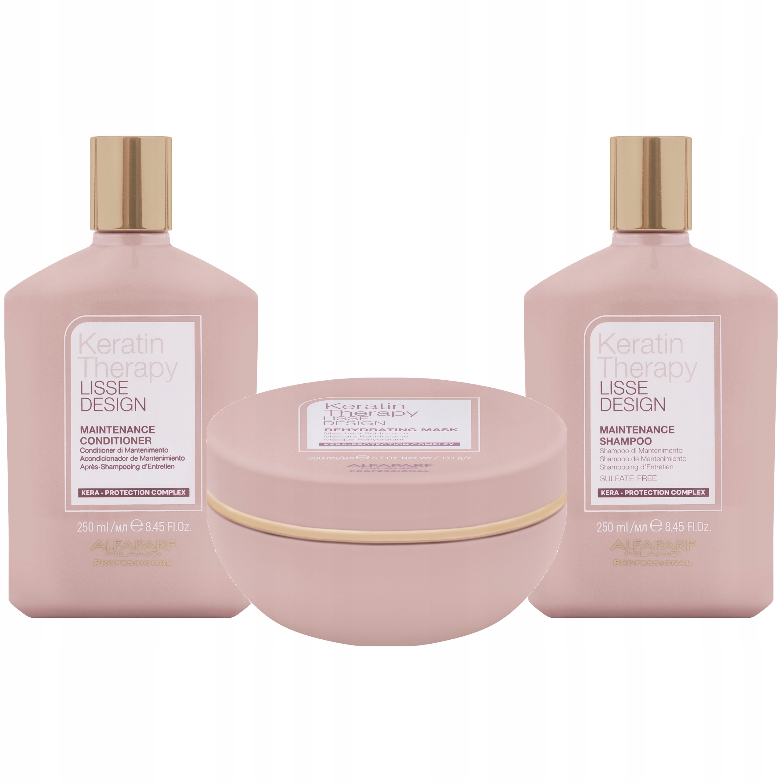 Alfaparf Lisse Design šampon kondicionér 2x250 ml maska 200 Ml po keratinu