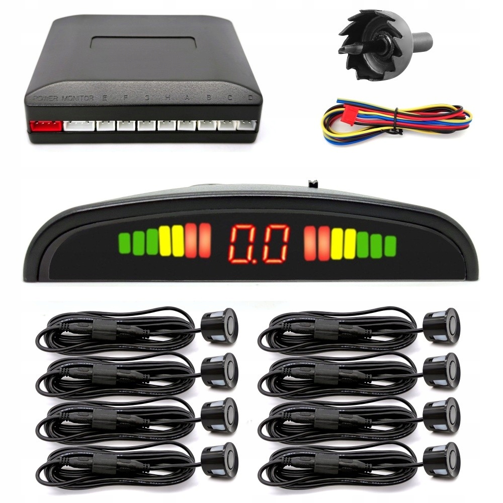 8 parkovacích senzorů, displej, centrála sada