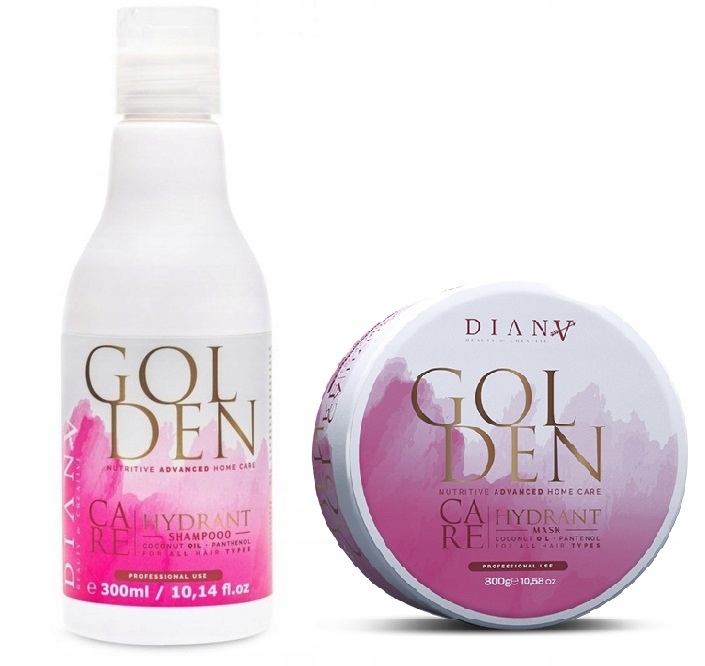 Diana Golden Zestaw Odżywczy: Szampon Maska, Złote Proteiny, 2x300ml.