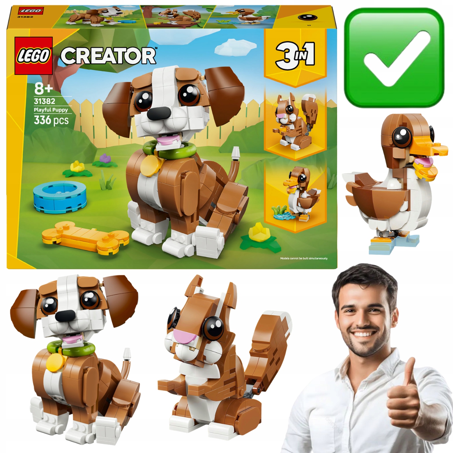 Urocze Zwierzątka: Psotny Szczeniaczek Lego Creator 3w1 31382 Klocki Zestaw