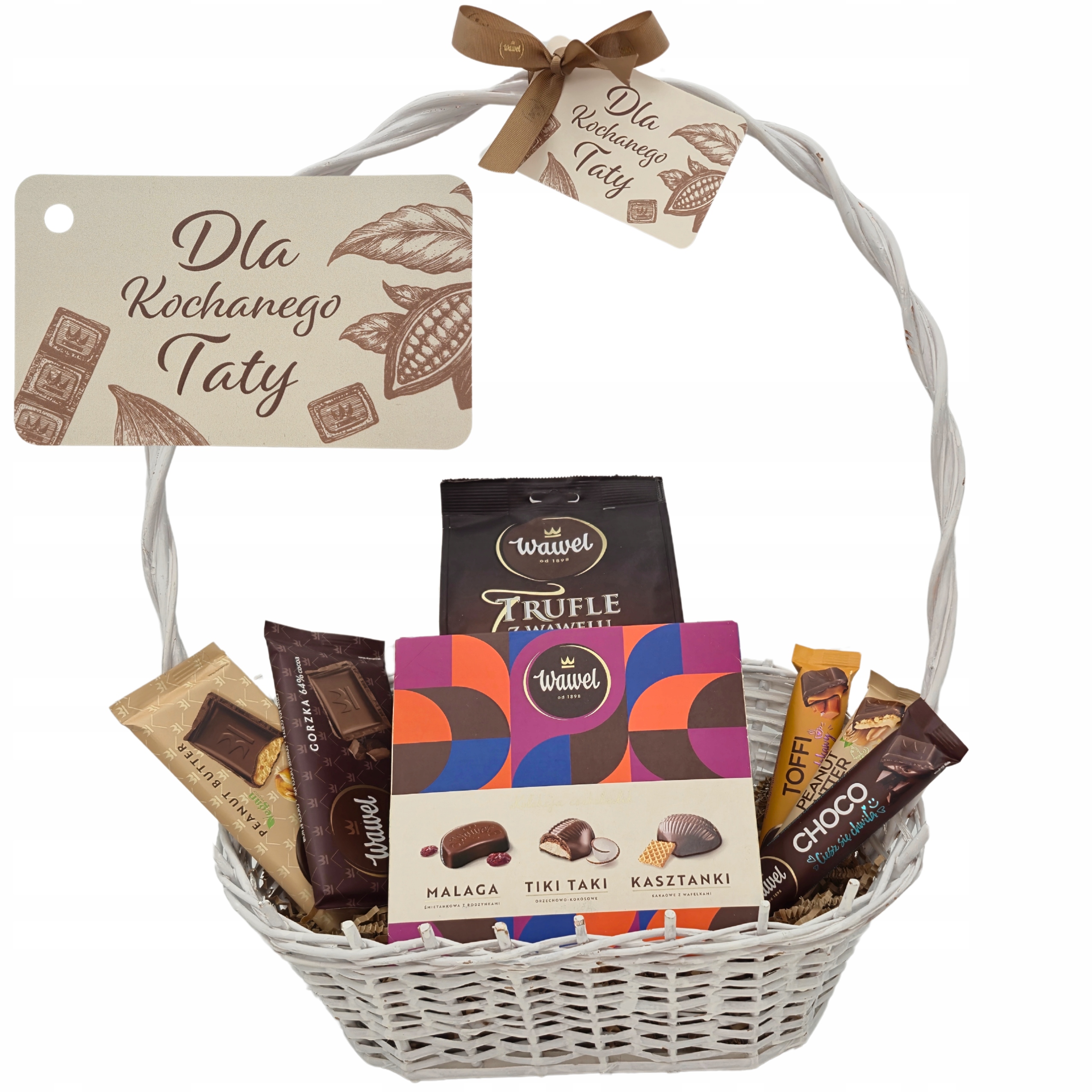 Kosz prezentowy Dla Taty Cukierki Czekoladki Czekolada Trufle Wawel