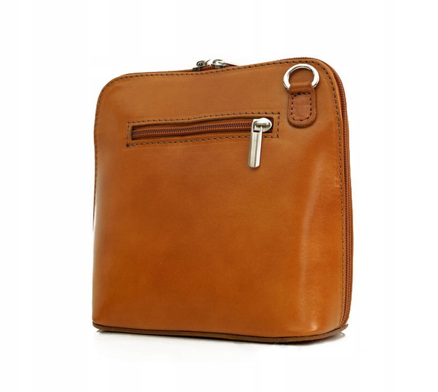 VERA PELLE torebka damska skórzana listonoszka stożek z paskiem BIAŁA Wielkość mała (nie mieszcząca A4)