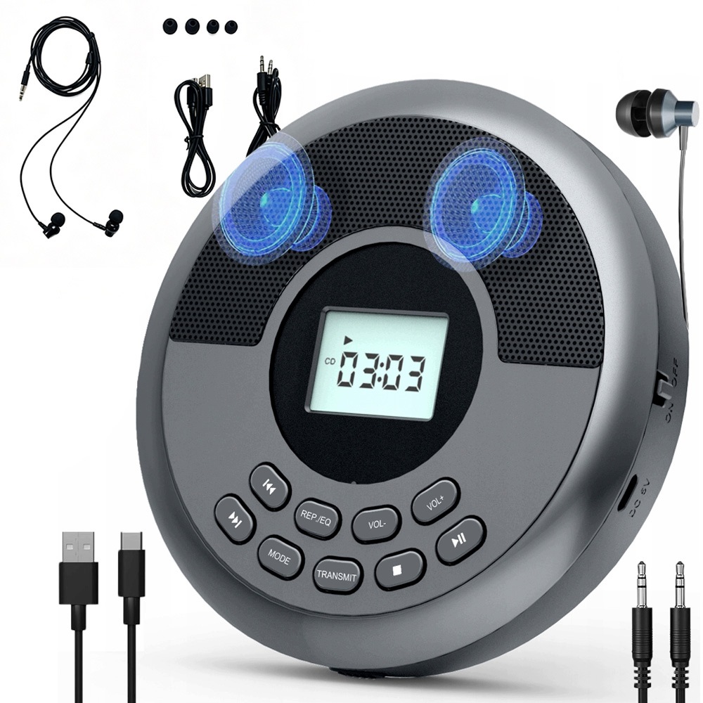 Bluetooth MP3 Přehrávač – Přenosný, Aux, LCD, Černý Sluchátka