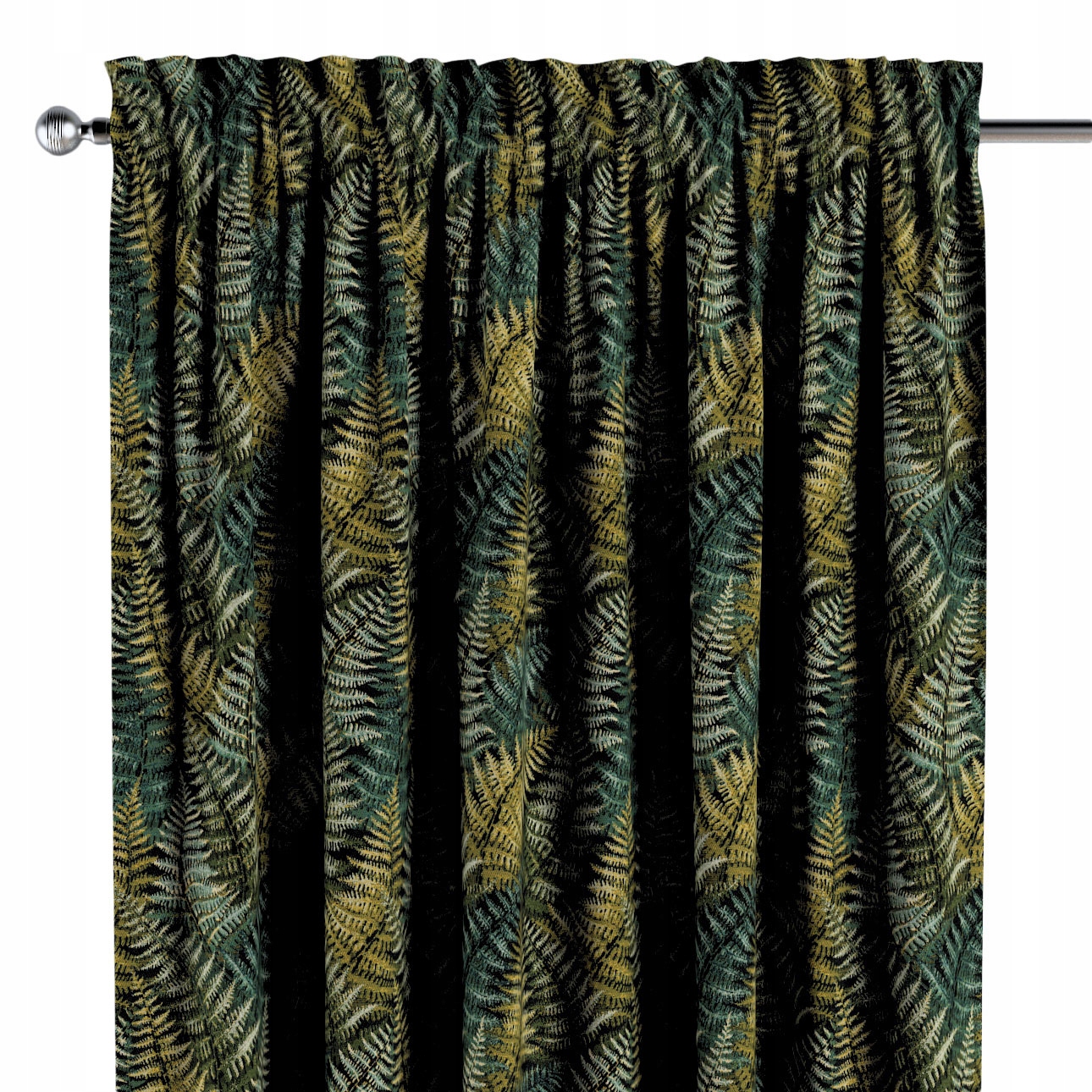 Záves na kanáli s ofinou 1 ks 130x260 cm zelené listy papradia