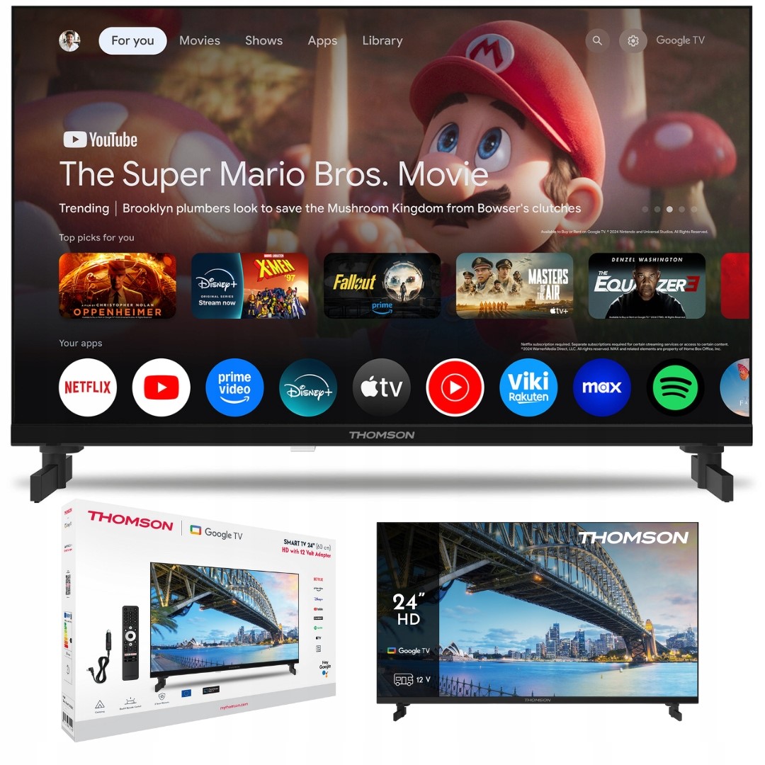 Telewizor 12V Smart Tv Led 24 Thomson 24HG2S15C Google Hdr DVBT2 Do Kampera