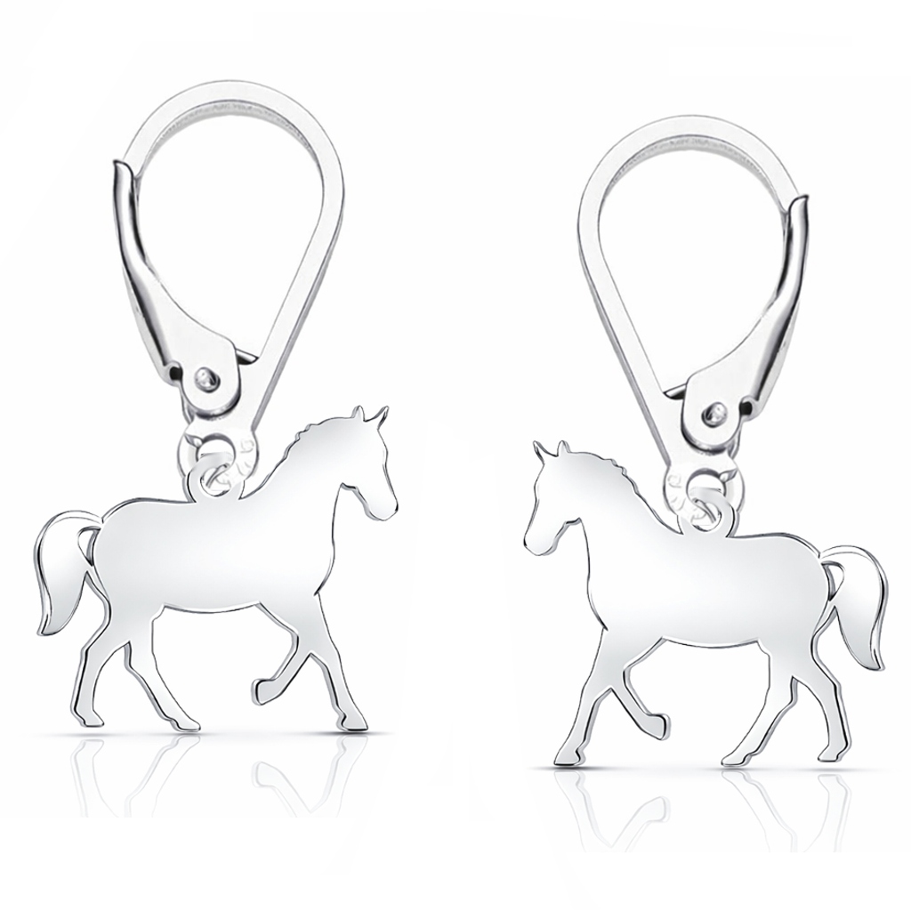 Kůň koník koníky plech náušnice na anglickém biglu stříbro 925