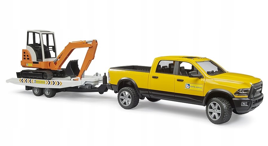 Auto Dodge Ram 2500 Service z przyczepką i mini koparką Bruder 02546