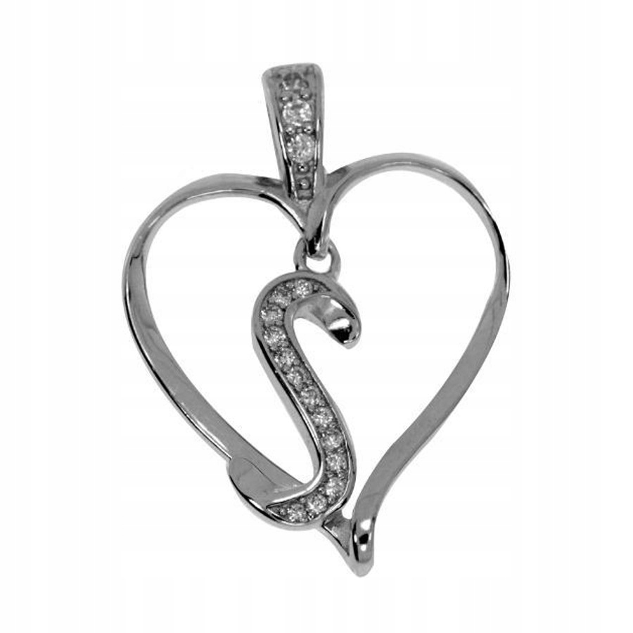 

Literka S srebrna w serduszku Ag 925