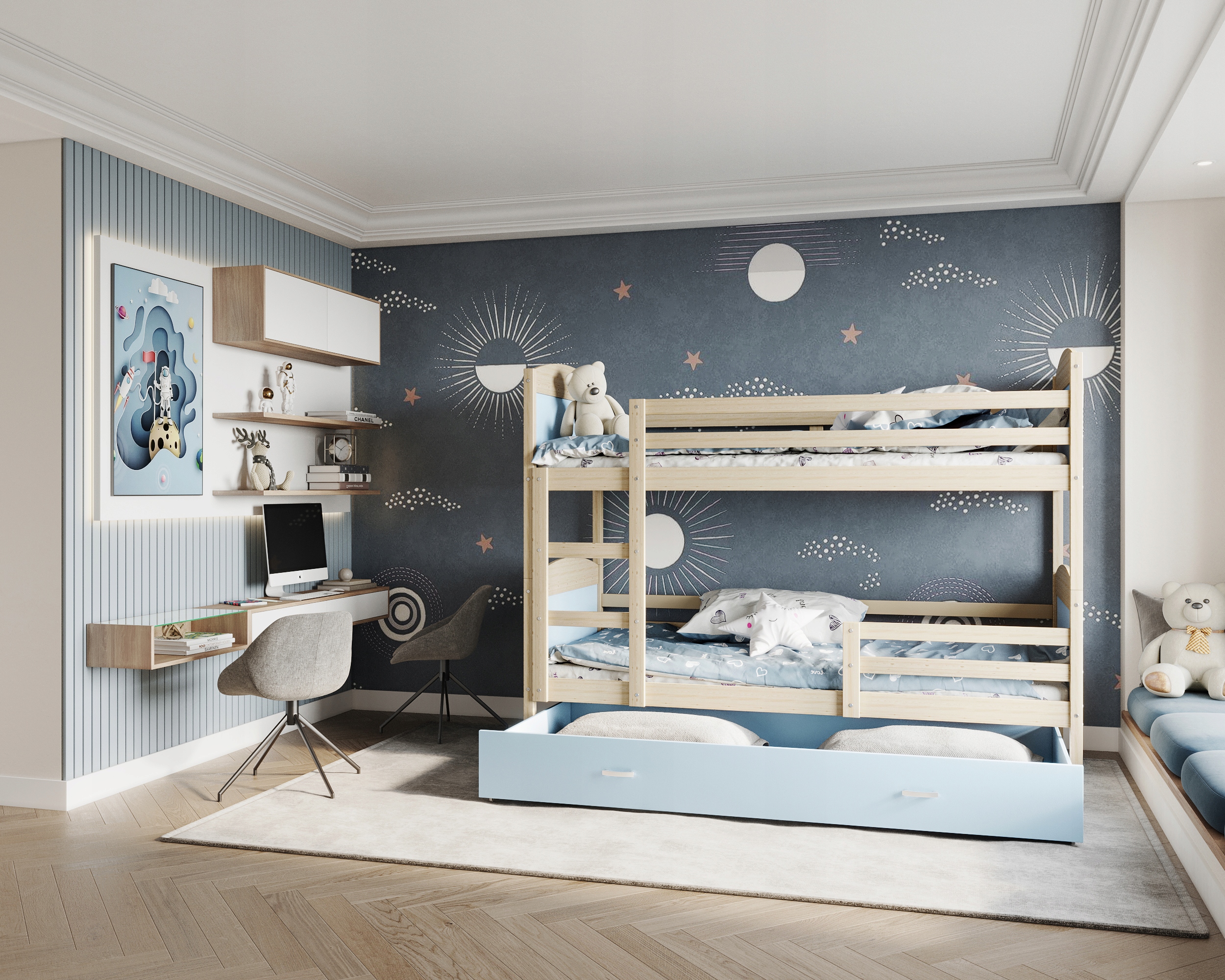 Łóżko piętrowe 200x90 białe MATEUSZ Marka AJKmeble