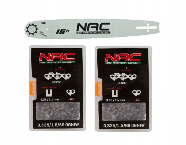 

Prowadnica Nac 16 40cm 325' 1,5mm 2x łańcuch