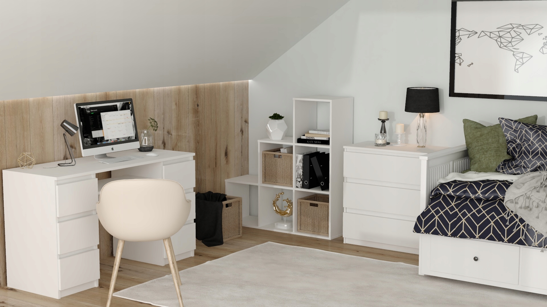 Regał schodkowy komorowy biały Marka Euro-Meble