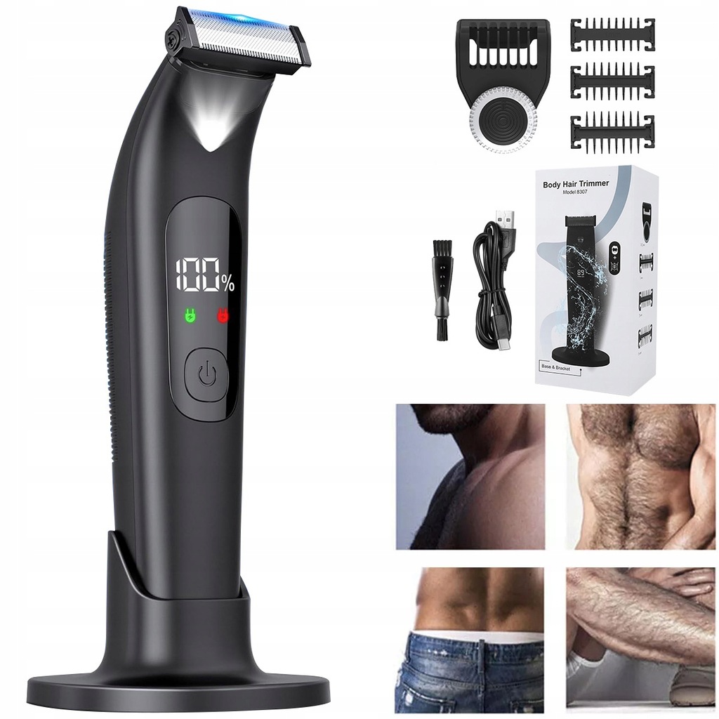 Wodoodporna Golarka Trymer Golenia Ciała Miejsc Intymnych Z Led