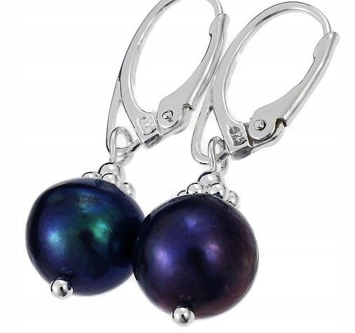 Náušnice Přírodní Velké Perly Paví Stříbro