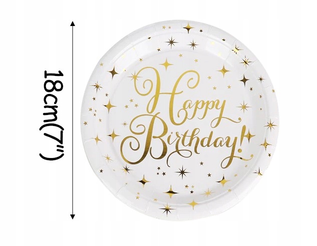 Zestaw kubki talerzyki złote urodziny 8 osób obrus Marka inna