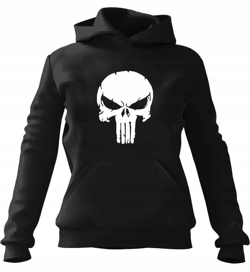 pánská mikina s kapucí Punisher Skull Černá S Pro něj Chlapa Manžela Chlapa