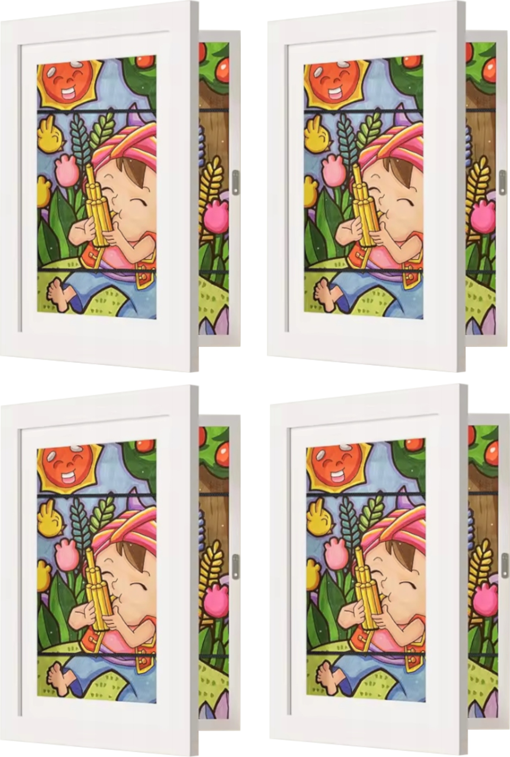 4 x Rámeček S Úložným Prostorem Na Kresby Dětí, Bílý