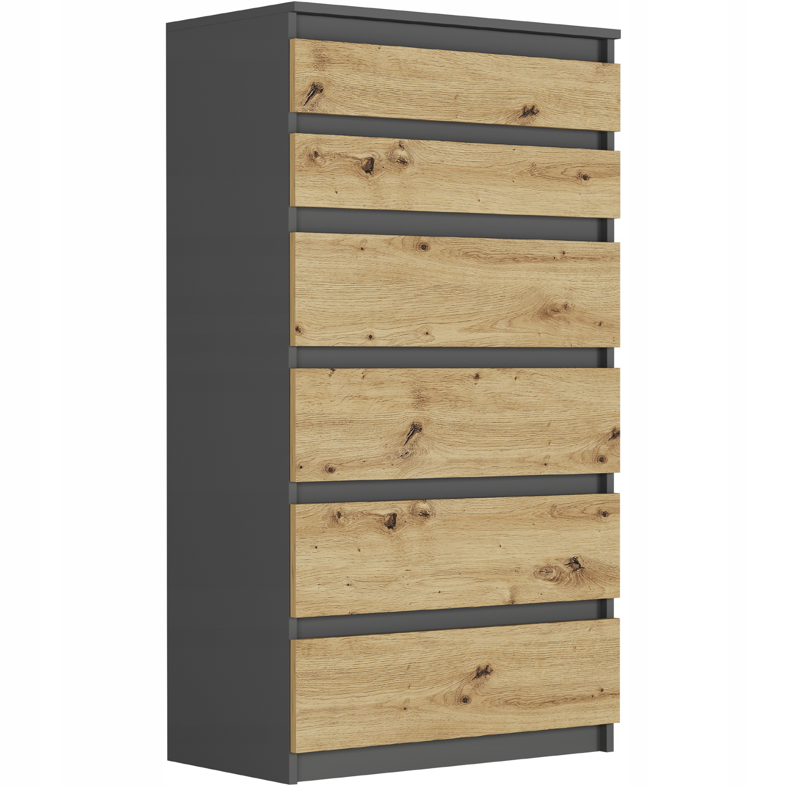 NOWOCZESNA KOMODA SZAFKA 6 SZUFLAD PL R-6 ANTRACYT MIX ARTISAN