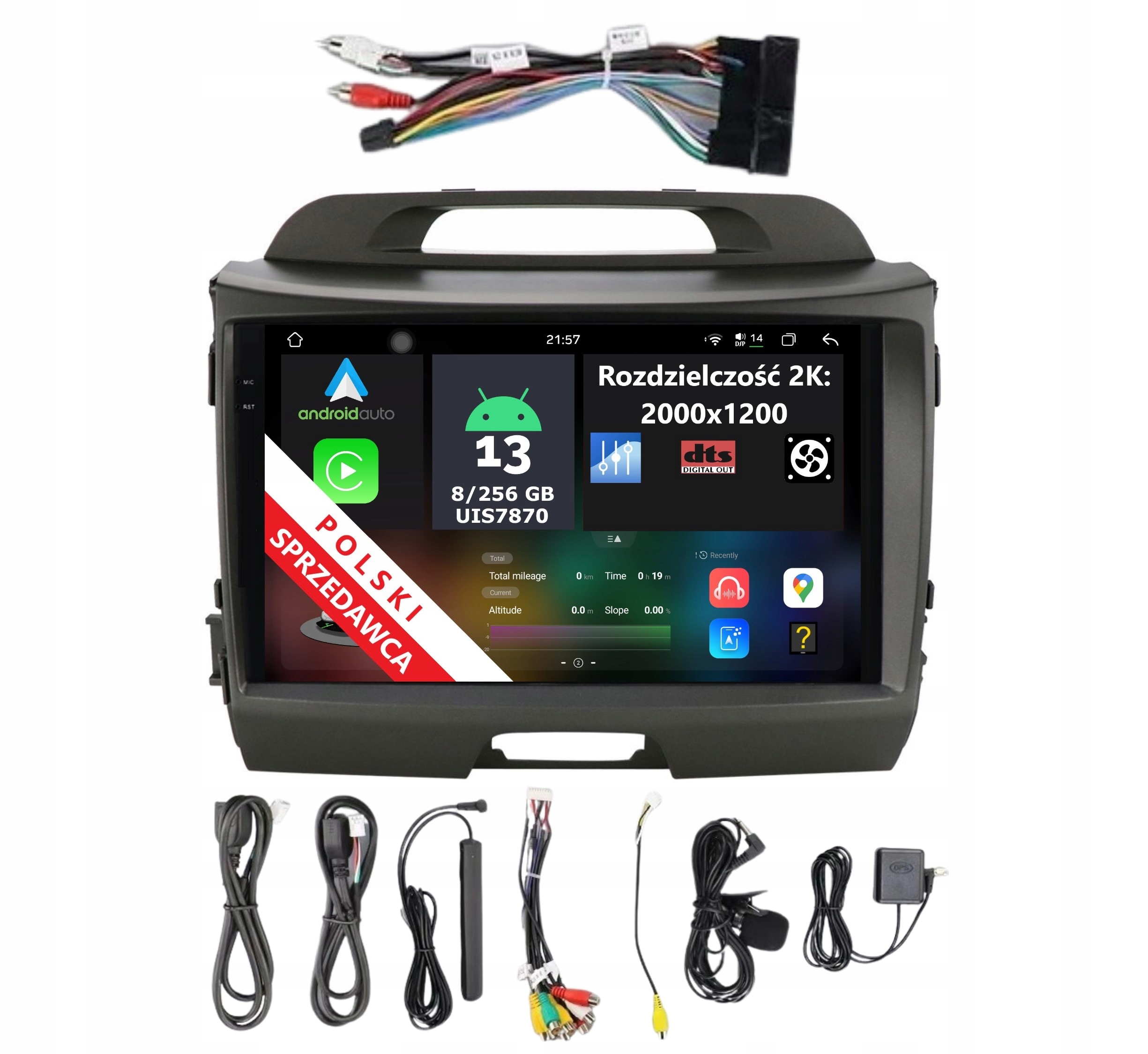 9,5" Navigace 2DIN Android Kia Sportage 3 III 8/256 Gb Dsp Dts Carplay Lte
