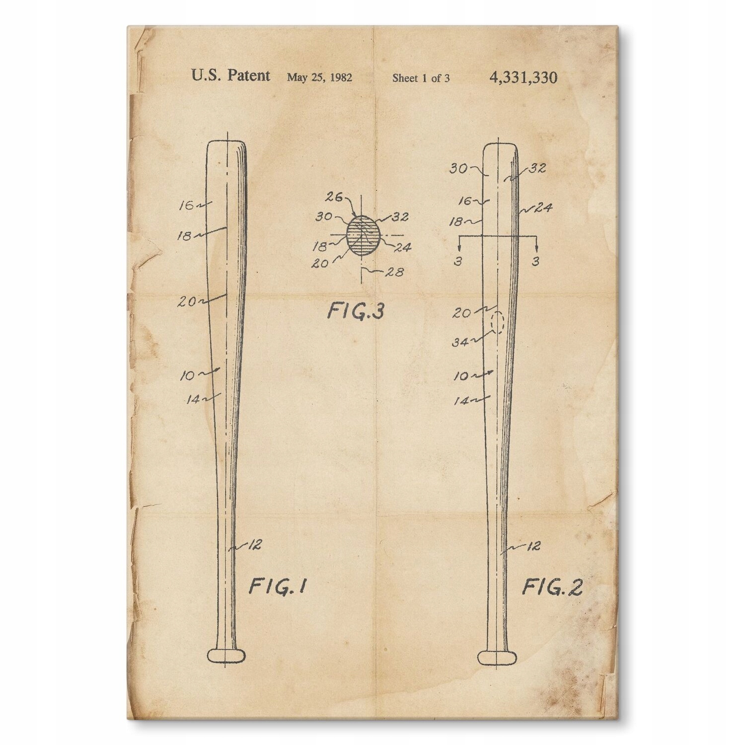 Kovový plakát Baseballový bič Retro Šidítko Plech 42 x 59,4 cm Dárek