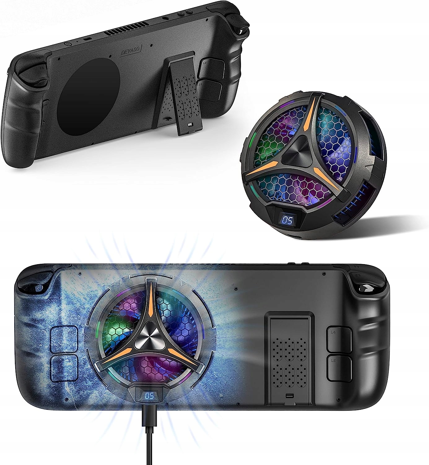 2W1 WENTYLATOR CHŁODZĄCY PŁYTĘ TYLNĄ DO STEAM DECK