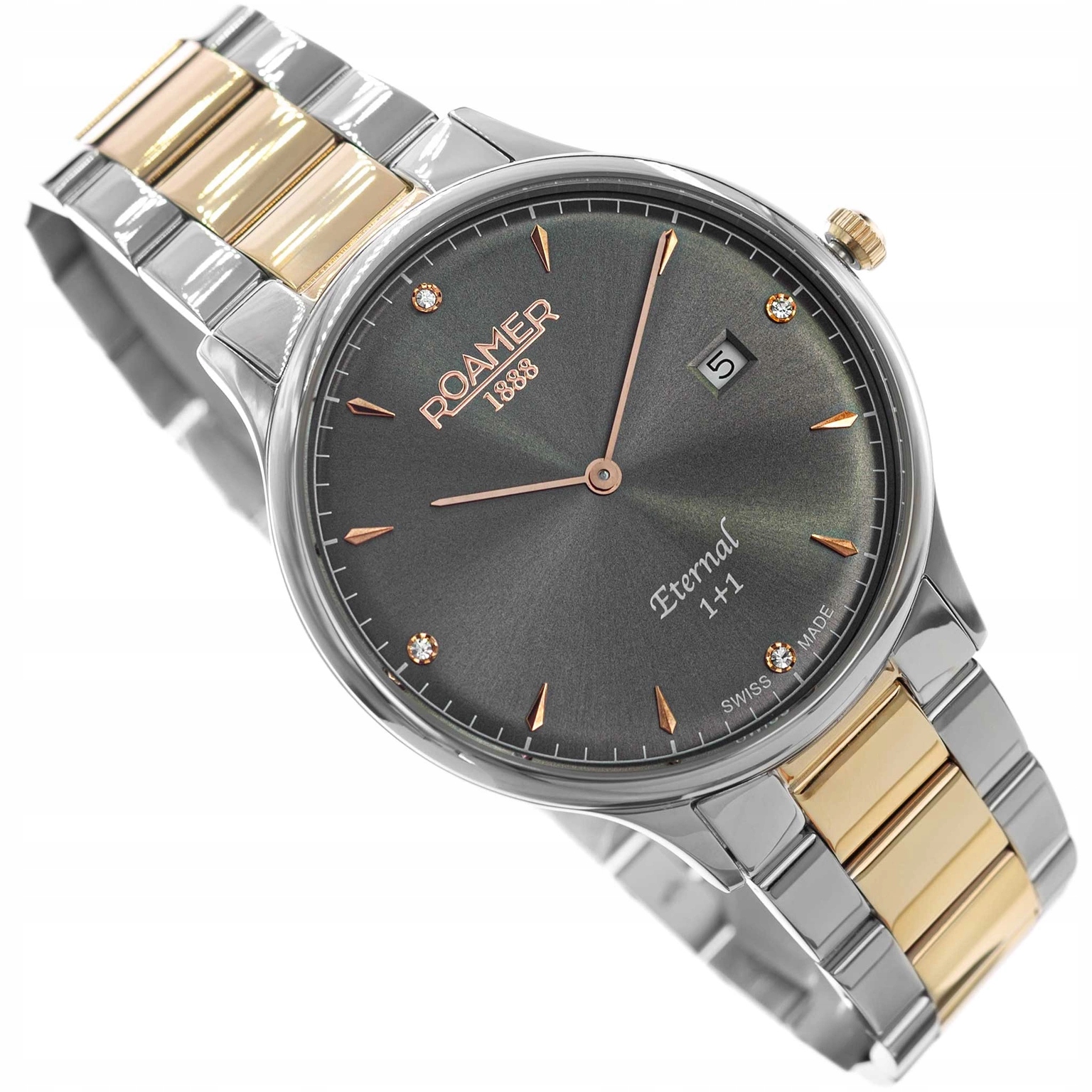 Pánské Hodinky Roamer 863833 49 55 50 Eternal Stříbrno-růžové Zlato Datumovka