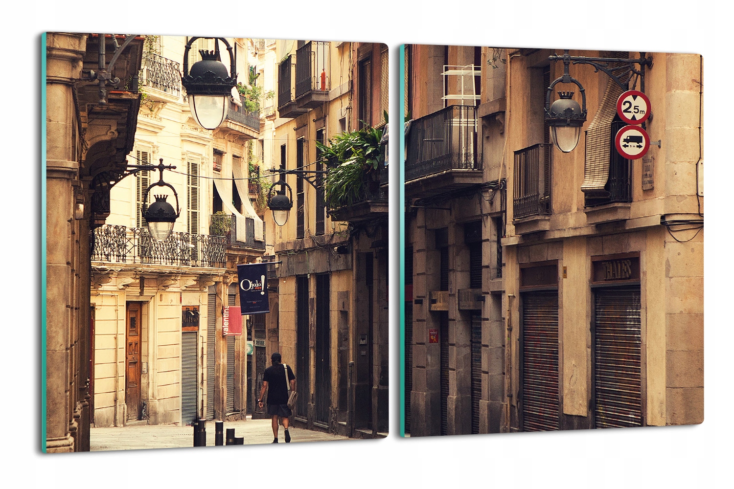 skleněná deska splashback 2x 40x52 Město Barcelona