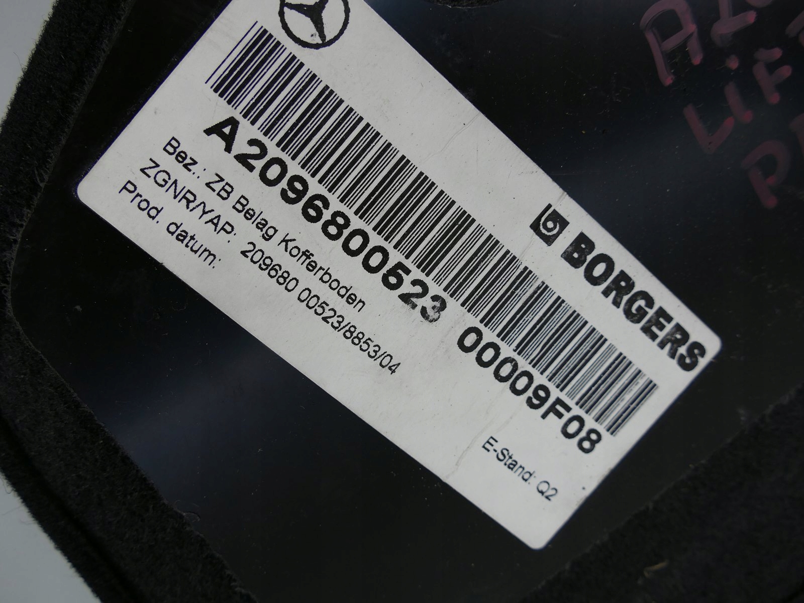 MERCEDES A209 W209 CABRIO upholstery boot P.