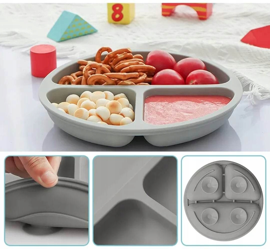 SILIKONOWY TALERZYK Z PRZEDZIAŁKAMI I PRZYSSAWKĄ Kod producenta THREE 3