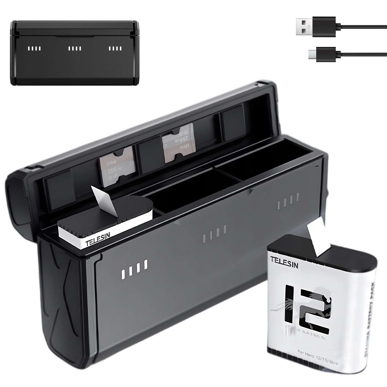 Nabíječka Baterií For Go Pro Hero 12/11/10/9 3 Sloty Rychlé Nabíjení