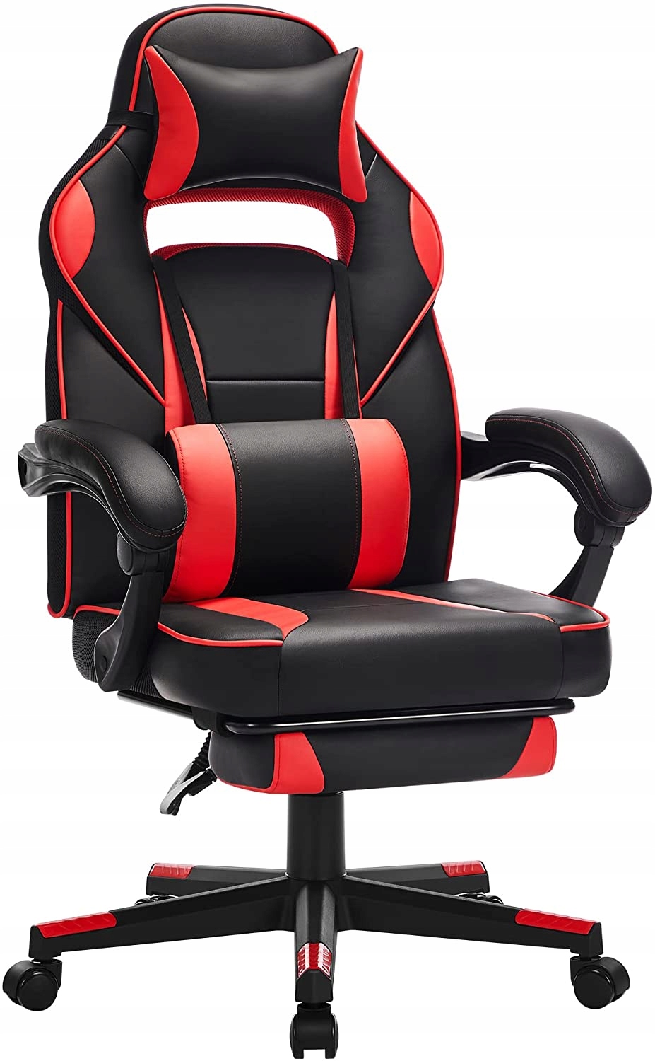 Fotel gamingowy Songmics skóra sztuczna czarno-czerwony, fotel dla graczy