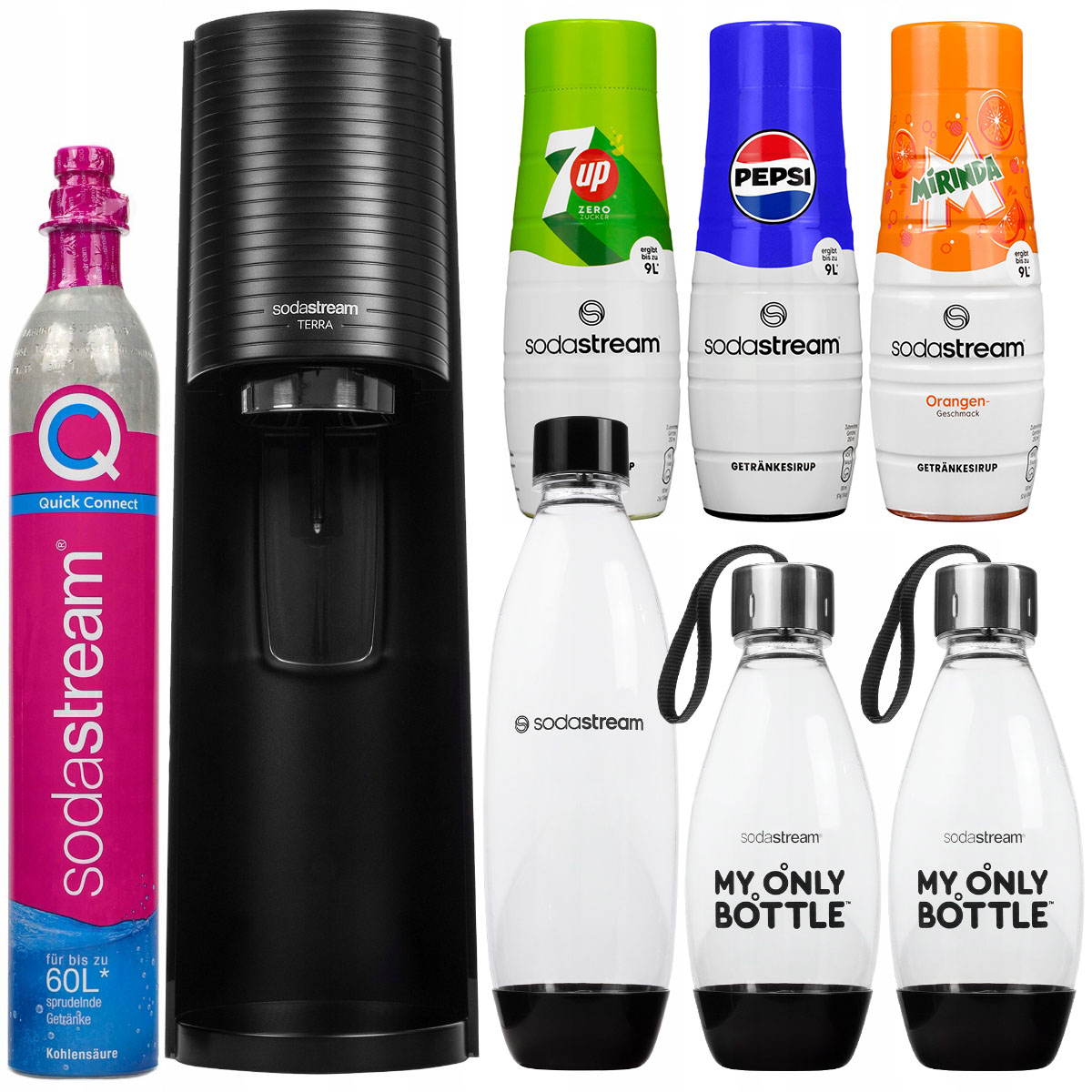 Saturator Do Wody Sodastream Terra Czarny 3 Butelki 3 Syropy Cylinder